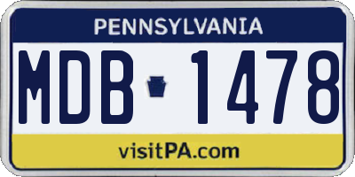 PA license plate MDB1478