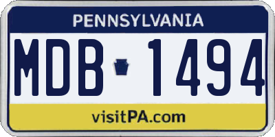 PA license plate MDB1494