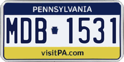 PA license plate MDB1531