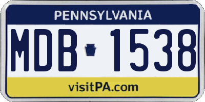 PA license plate MDB1538