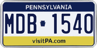 PA license plate MDB1540
