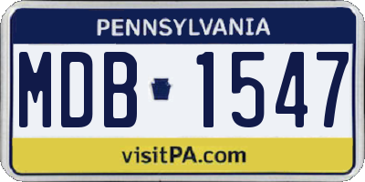 PA license plate MDB1547