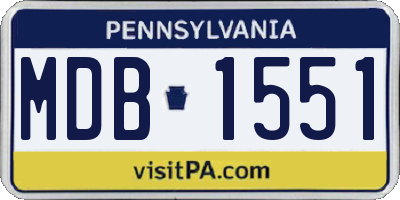PA license plate MDB1551