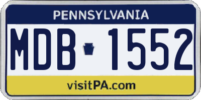 PA license plate MDB1552