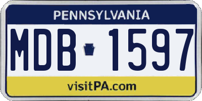 PA license plate MDB1597