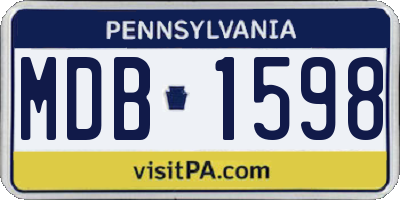 PA license plate MDB1598