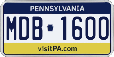 PA license plate MDB1600