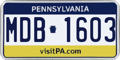PA license plate MDB1603