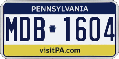 PA license plate MDB1604