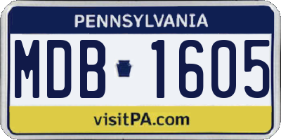 PA license plate MDB1605