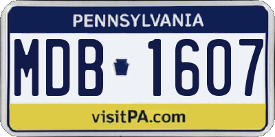 PA license plate MDB1607