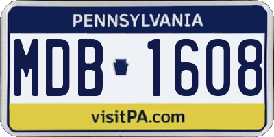 PA license plate MDB1608