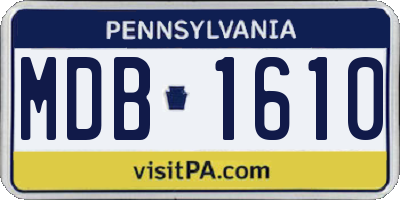 PA license plate MDB1610