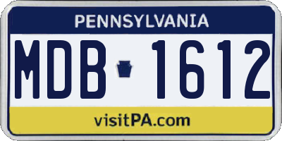 PA license plate MDB1612