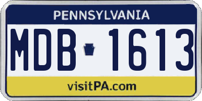 PA license plate MDB1613