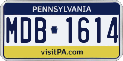 PA license plate MDB1614