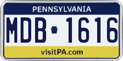 PA license plate MDB1616