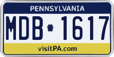 PA license plate MDB1617