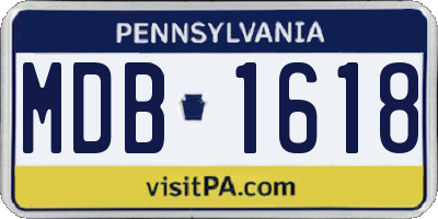 PA license plate MDB1618