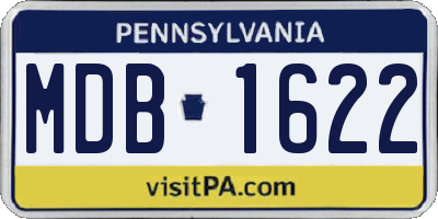 PA license plate MDB1622