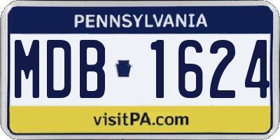 PA license plate MDB1624
