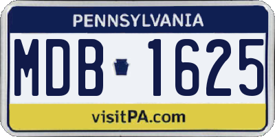 PA license plate MDB1625