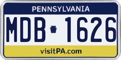 PA license plate MDB1626