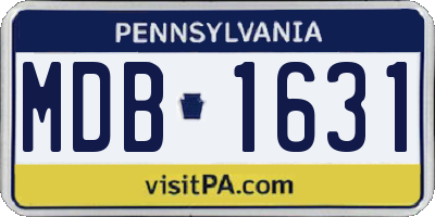 PA license plate MDB1631