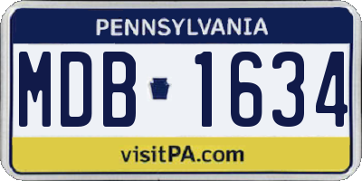 PA license plate MDB1634