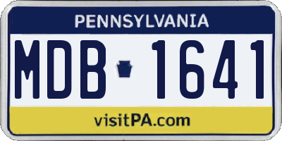PA license plate MDB1641