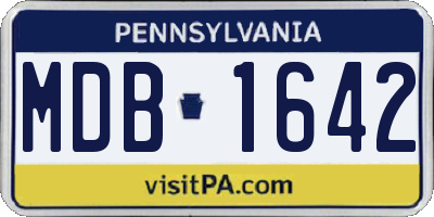 PA license plate MDB1642