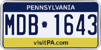 PA license plate MDB1643