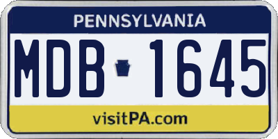 PA license plate MDB1645