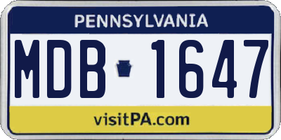 PA license plate MDB1647