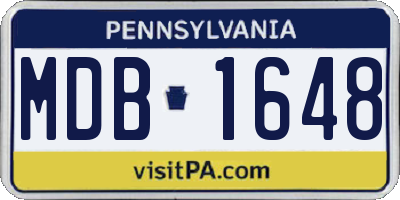 PA license plate MDB1648