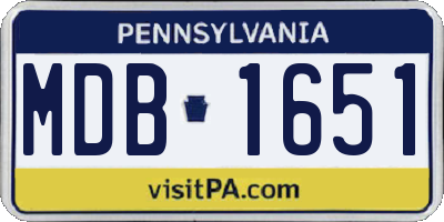 PA license plate MDB1651