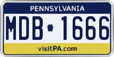 PA license plate MDB1666