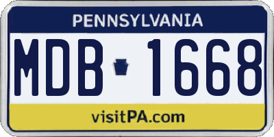 PA license plate MDB1668