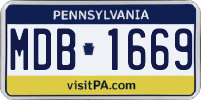 PA license plate MDB1669