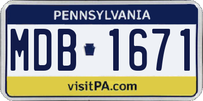 PA license plate MDB1671
