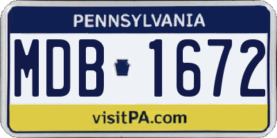 PA license plate MDB1672