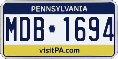 PA license plate MDB1694