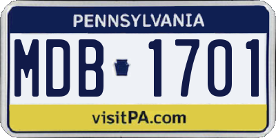 PA license plate MDB1701