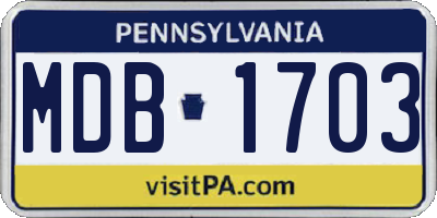 PA license plate MDB1703