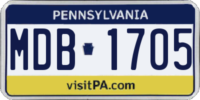 PA license plate MDB1705