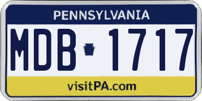 PA license plate MDB1717