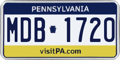 PA license plate MDB1720