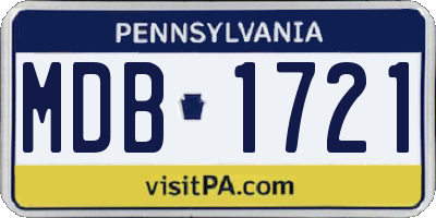 PA license plate MDB1721