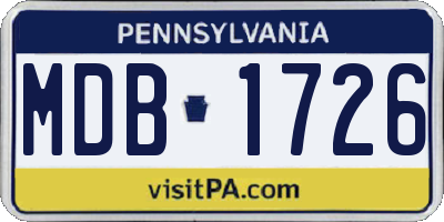 PA license plate MDB1726
