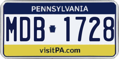 PA license plate MDB1728
